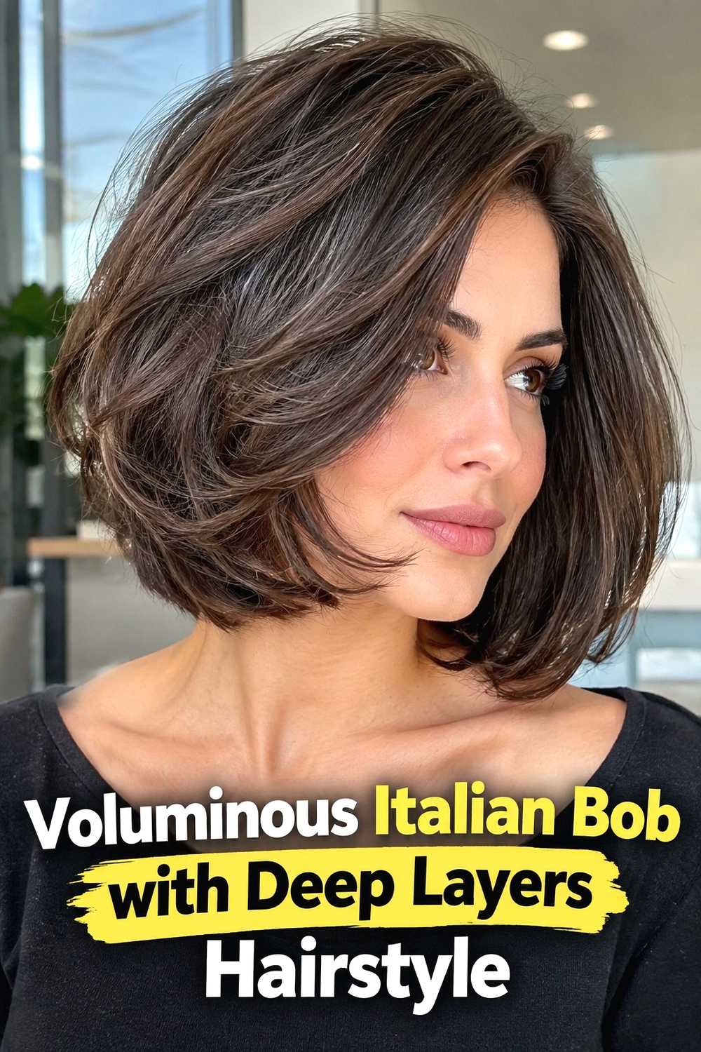 2. Voluminous Italian Bob With Deep Layers Hairstyle