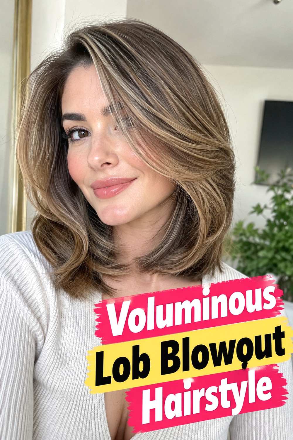 15. Voluminous Lob Blowout Hairstyle