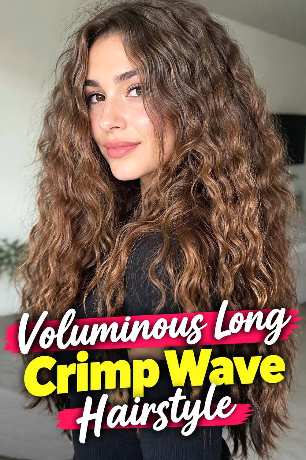 4. Voluminous Long Crimp Wave Hairstyle