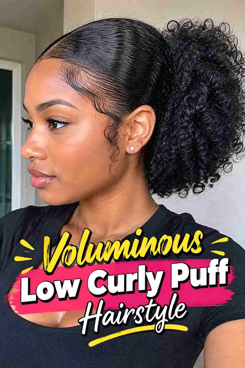 13. Voluminous Low Curly Puff Hairstyle