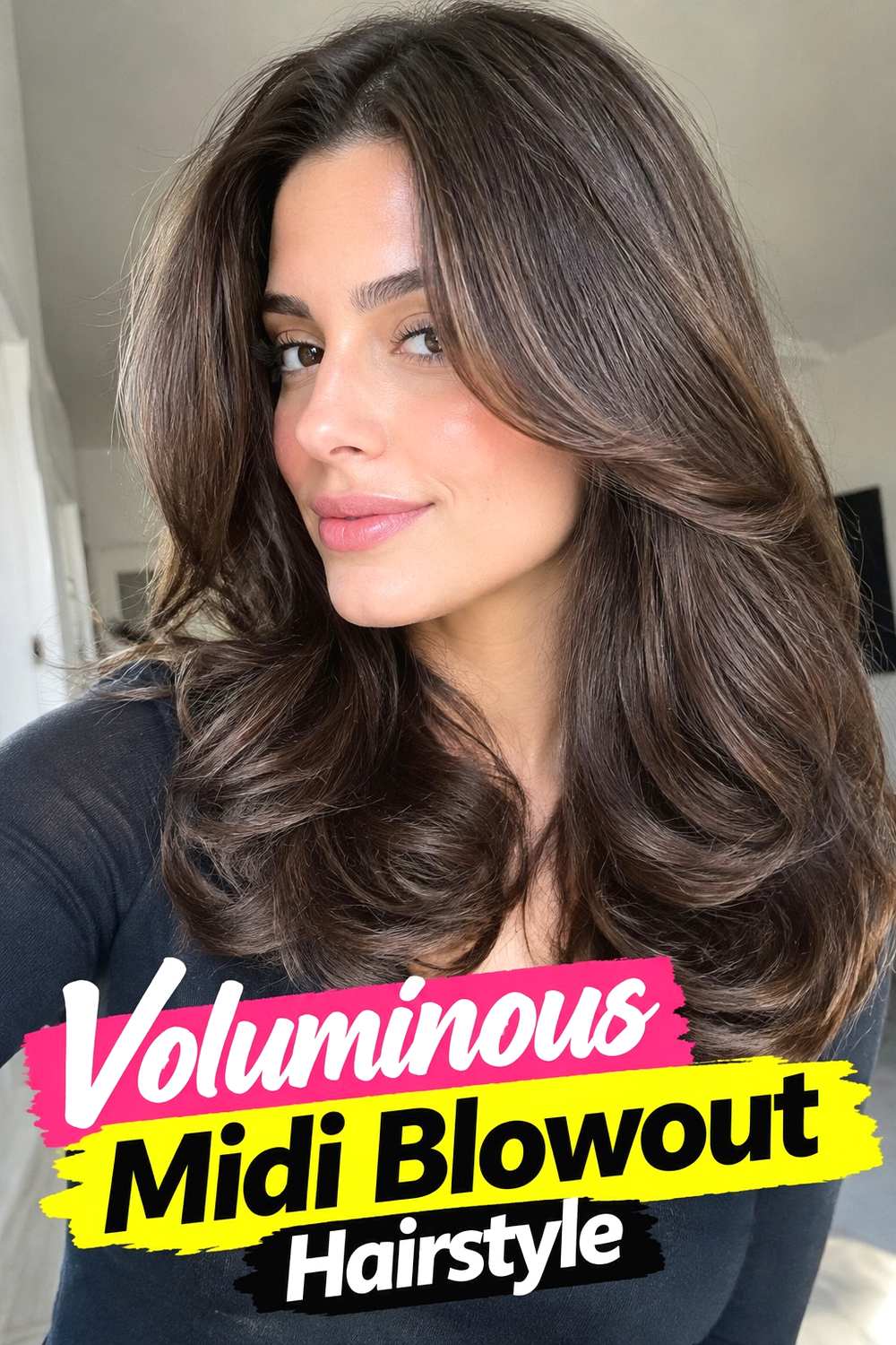 5. Voluminous Midi Blowout Hairstyle