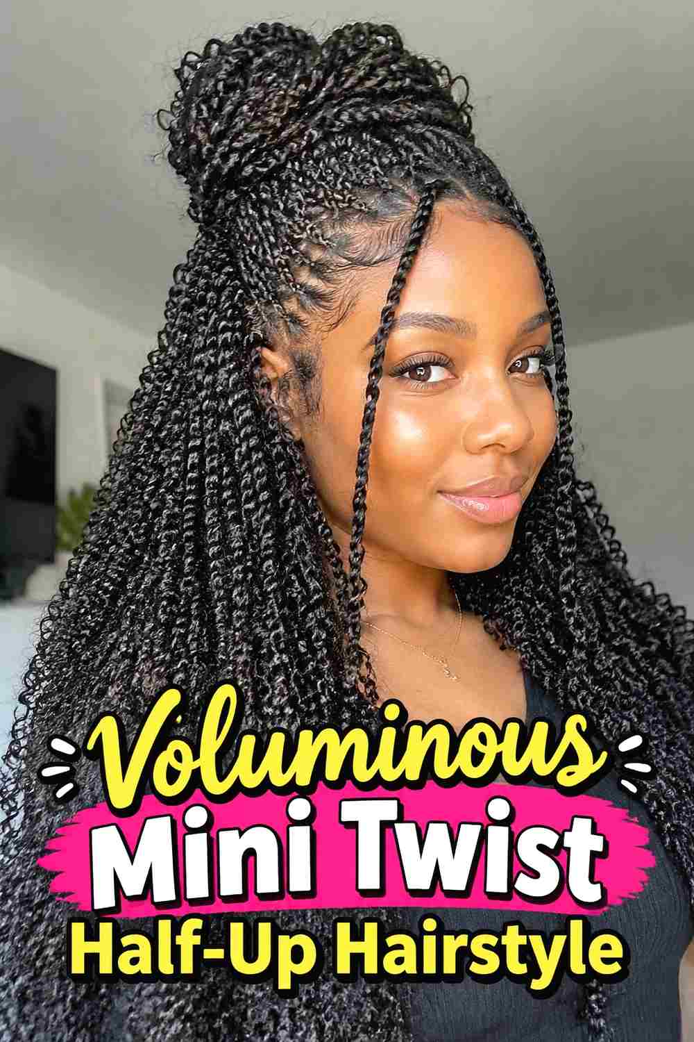 20. Voluminous Mini Twist Half Up Hairstyle