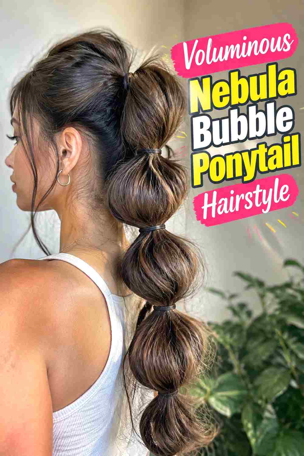 16. Voluminous Nebula Bubble Ponytail Hairstyle