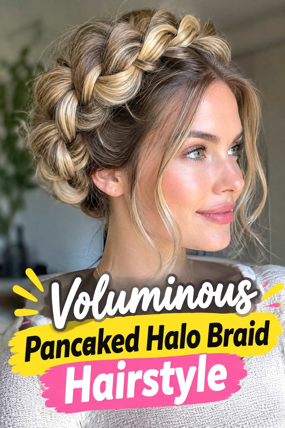 Voluminous Pancaked Halo Braid Hairstyle