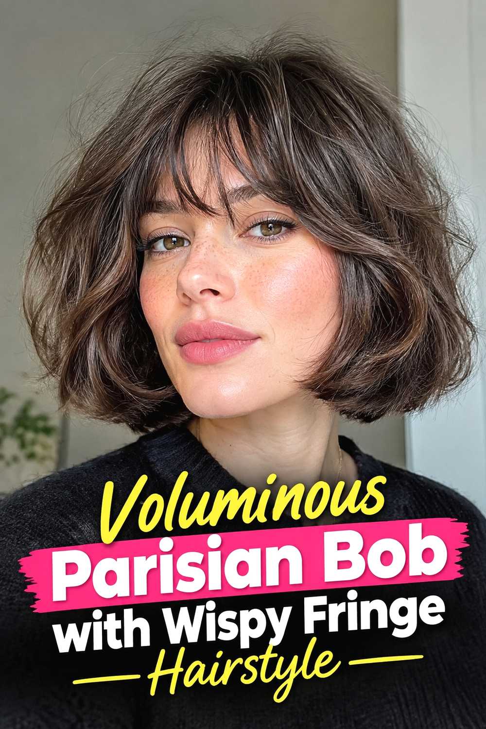 14. Voluminous Parisian Bob With Wispy Fringe Hairstyle
