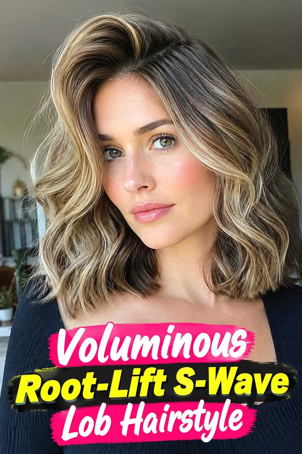 5. Voluminous Root Lift S Wave Lob Hairstyle