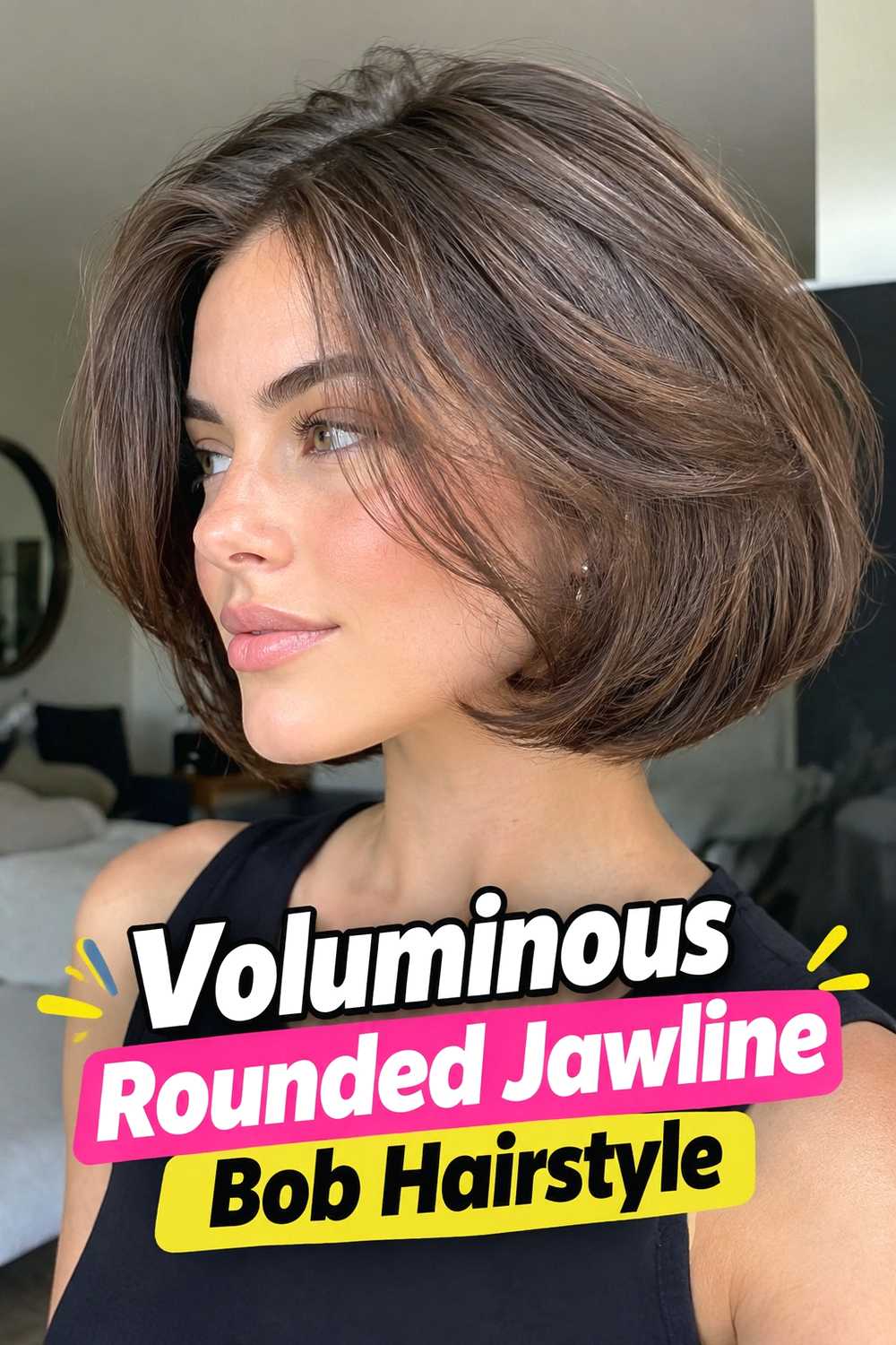 14. Voluminous Rounded Jawline Bob Hairstyle