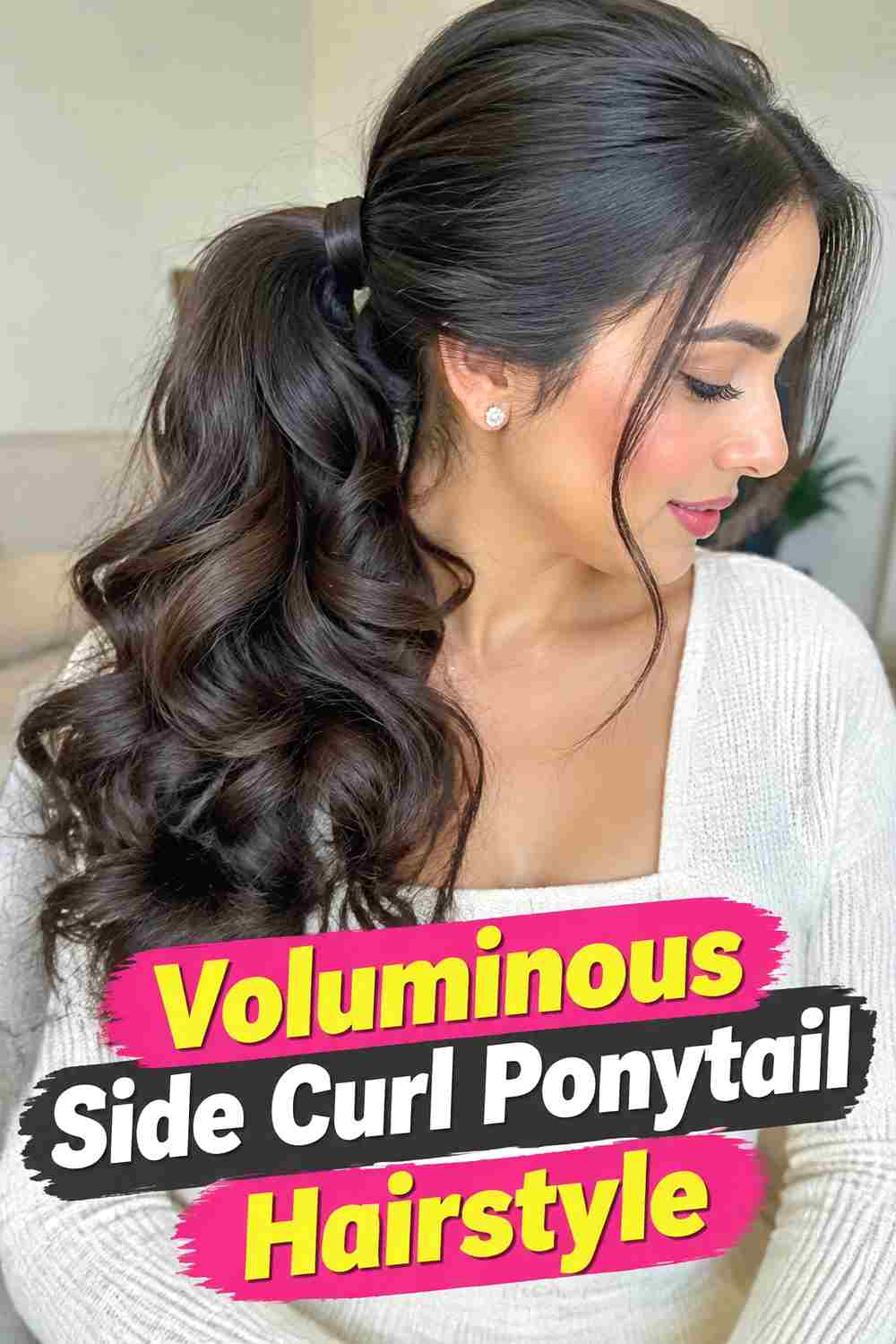 3. Voluminous Side Curl Ponytail Hairstyle