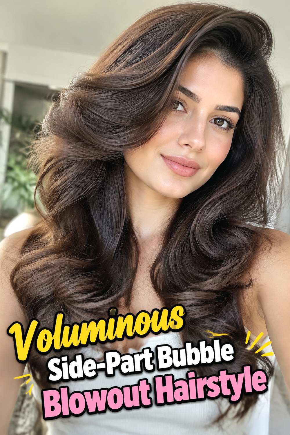 Voluminous Side-Part Bubble Blowout Hairstyle