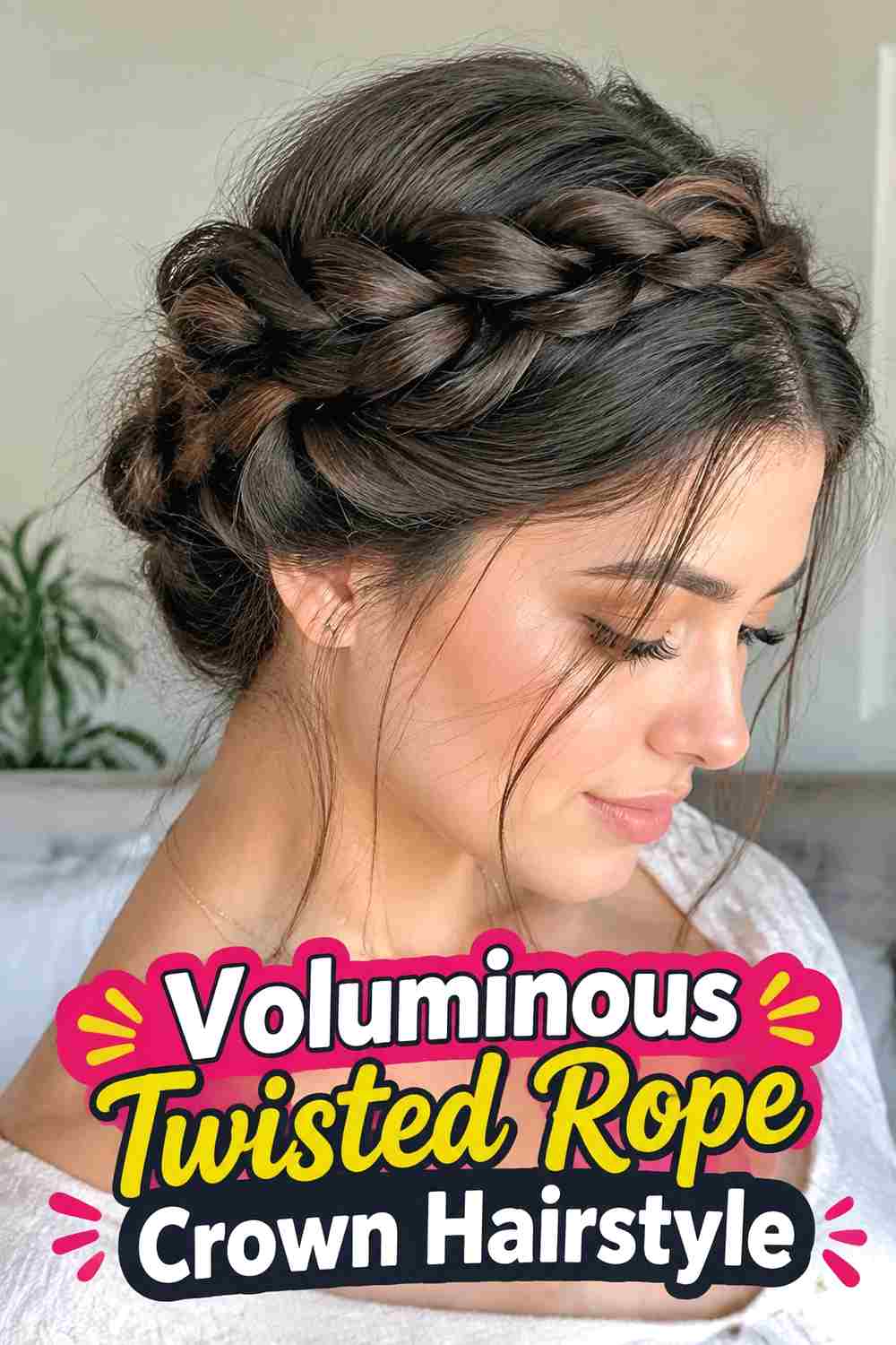 11. Voluminous Twisted Rope Crown Hairstyle