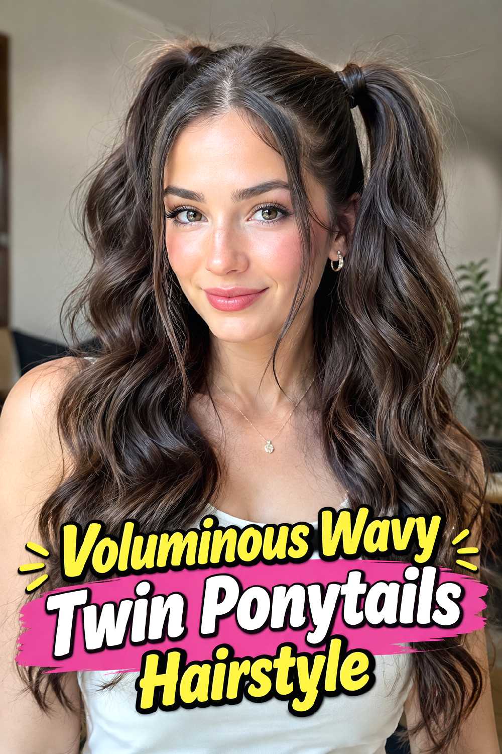 Voluminous Wavy Twin Ponytails Hairstyle