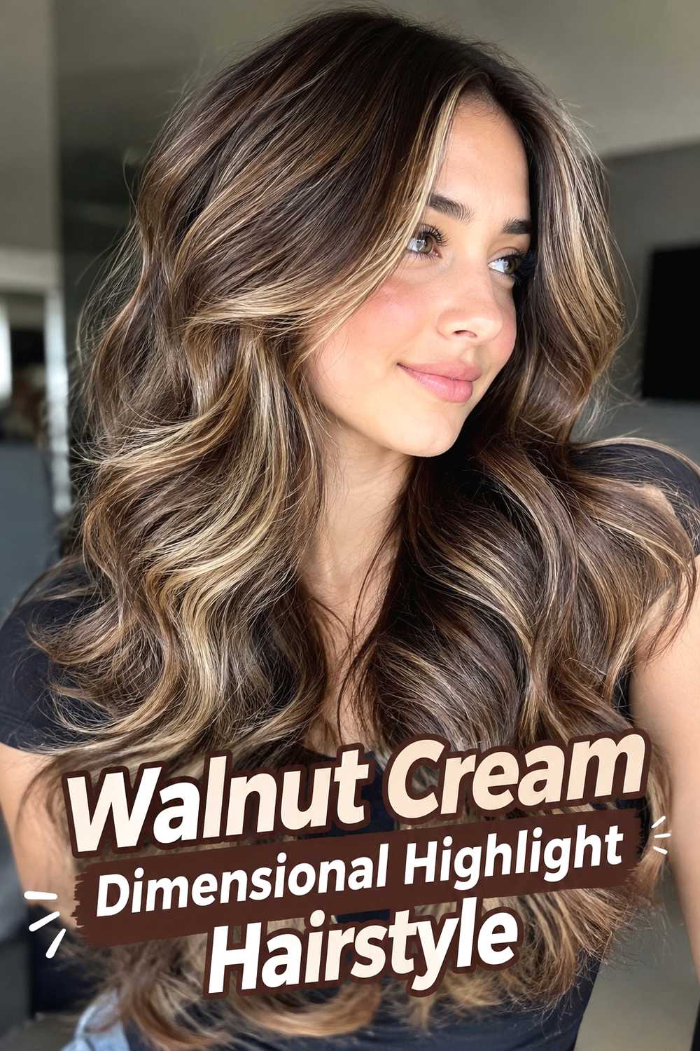 12. Walnut Cream Dimensional Highlight Hairstyle