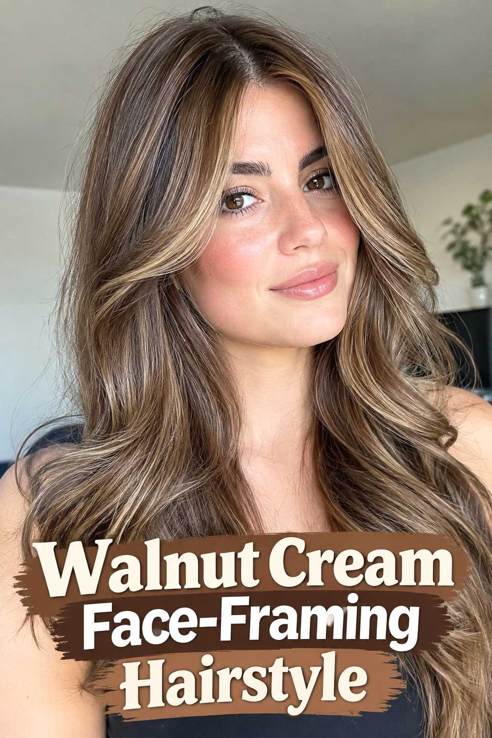 6. Walnut Cream Face Framing Hairstyle