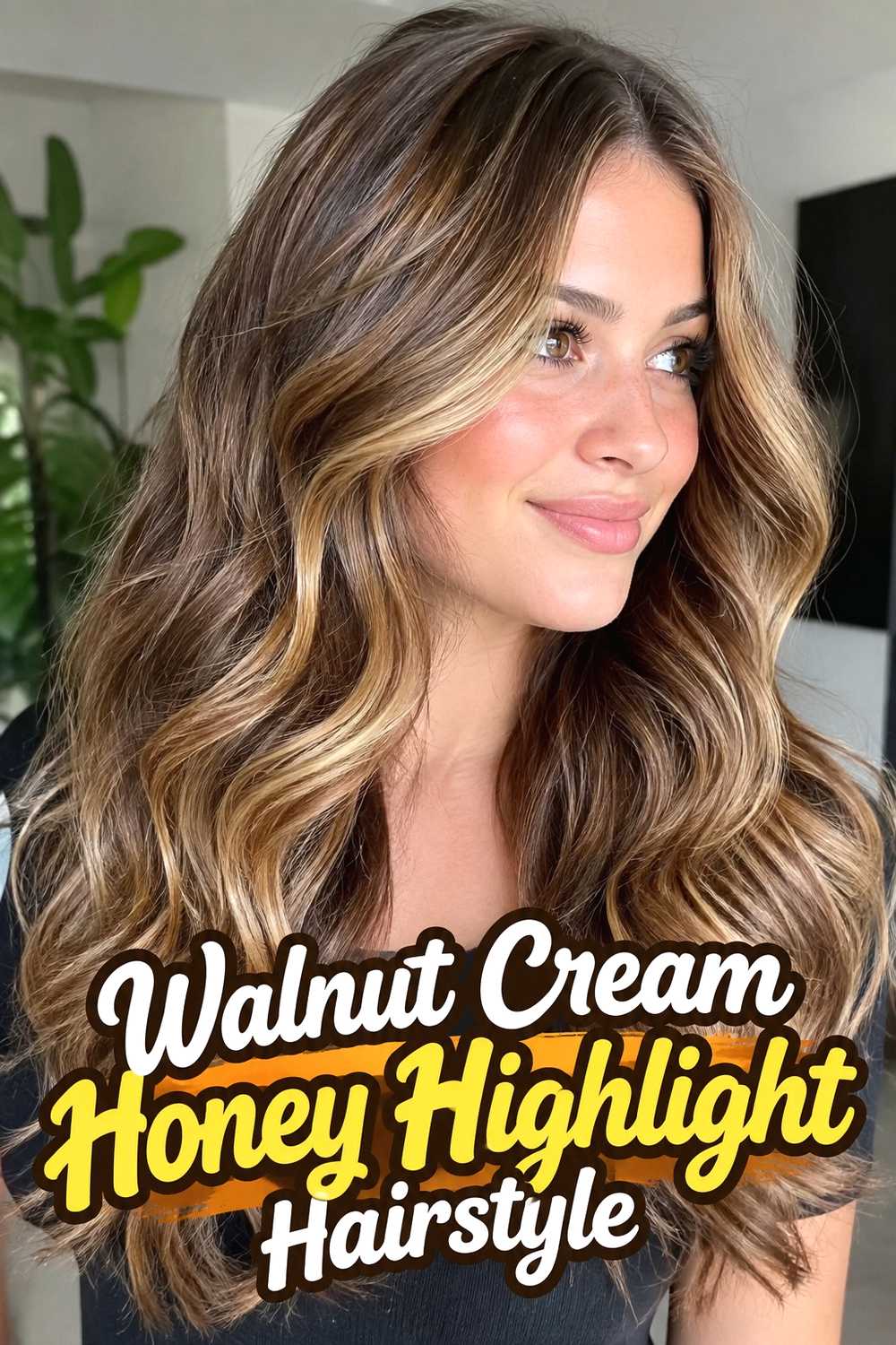 10. Walnut Cream Honey Highlight Hairstyle