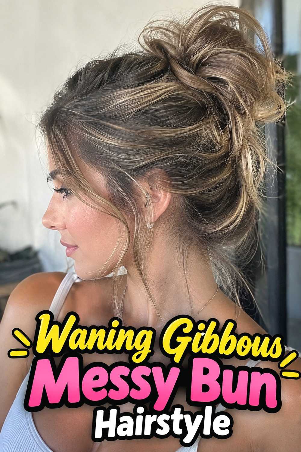 9. Waning Gibbous Messy Bun Hairstyle