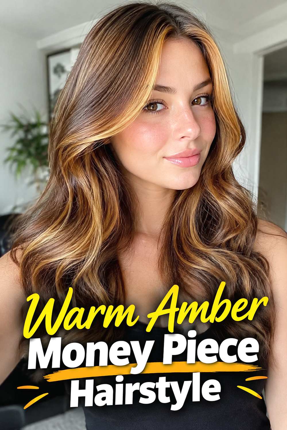 Warm Amber Money Piece Hairstyle
