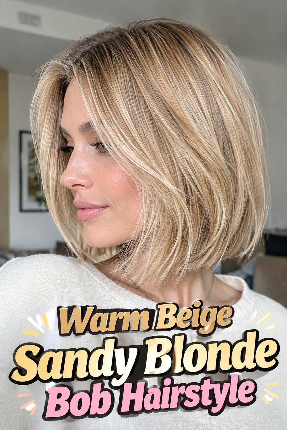 Warm Beige Sandy Blonde Bob Hairstyle