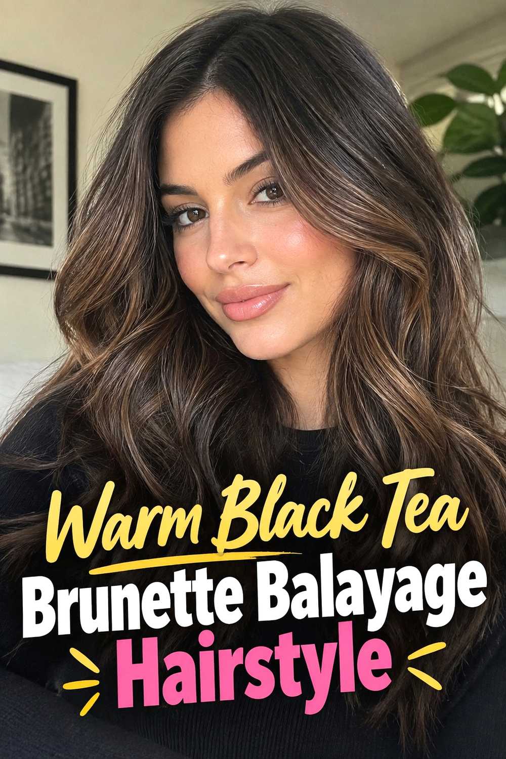 3. Warm Black Tea Brunette Balayage Hairstyle