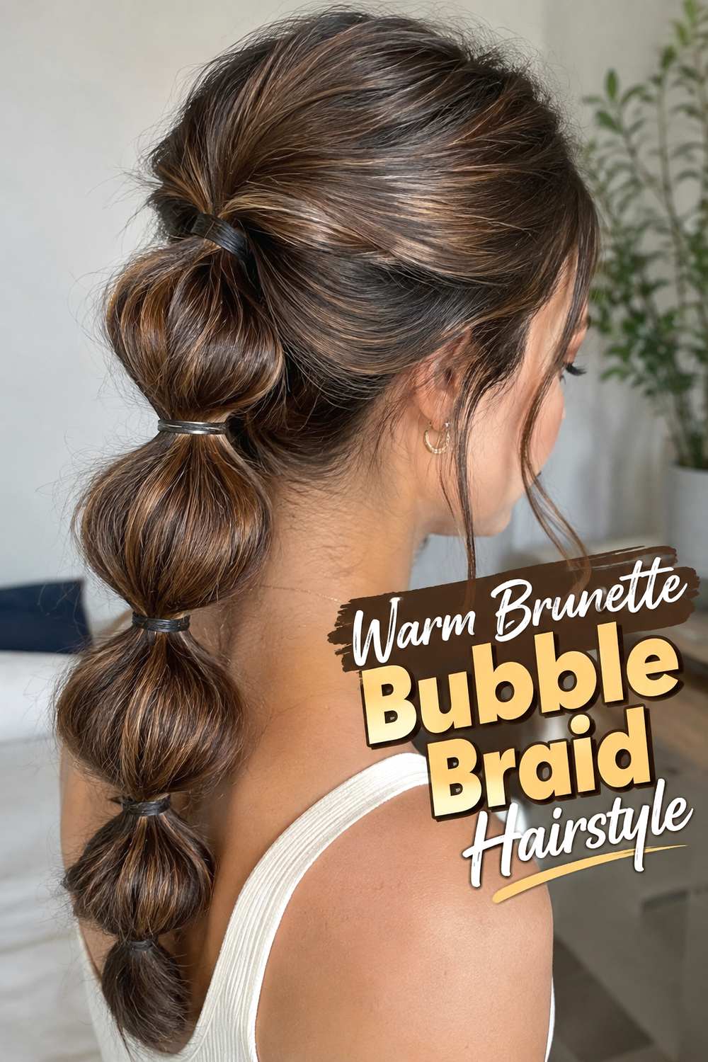 Warm Brunette Bubble Braid Hairstyle