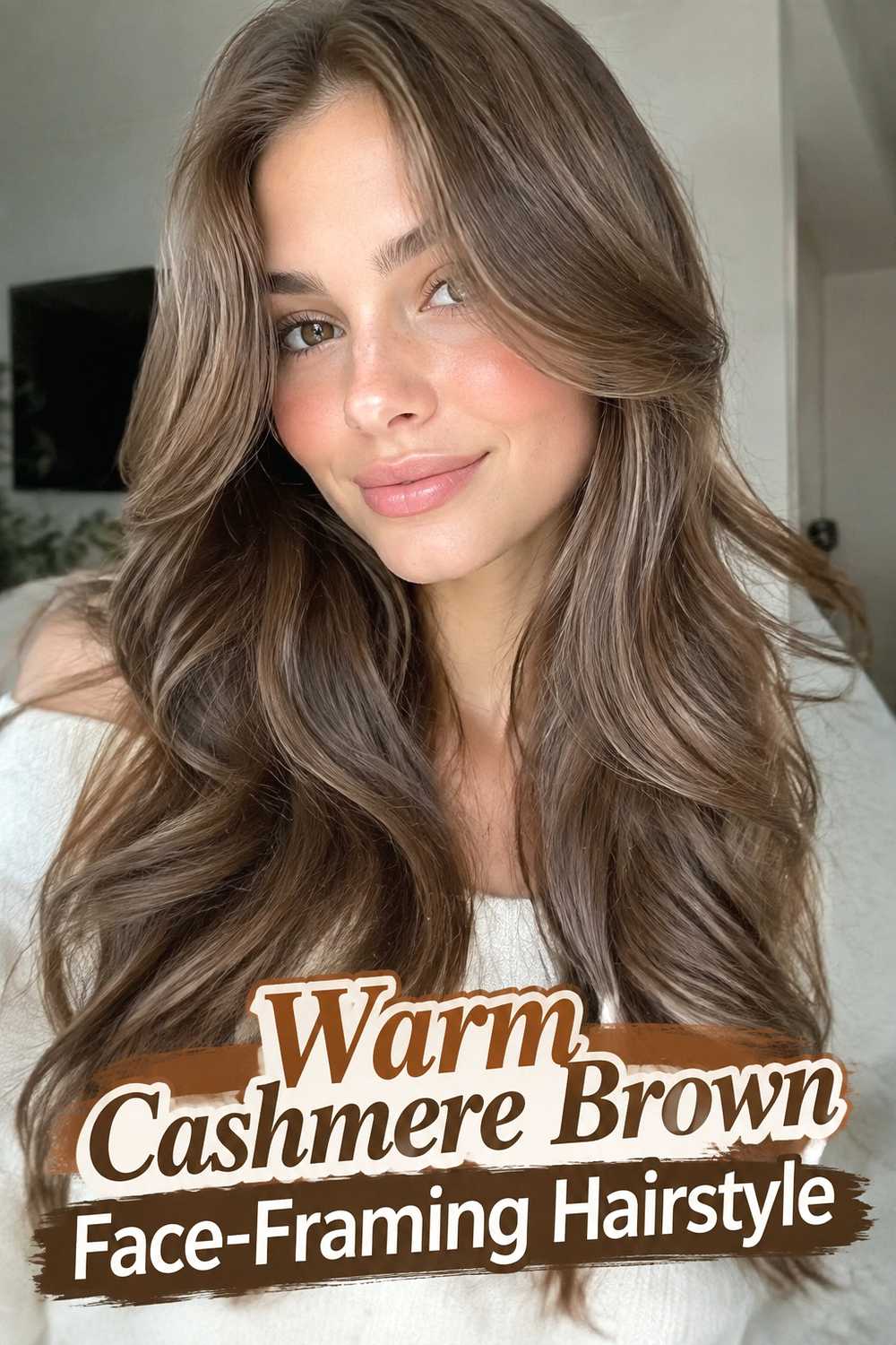 3. Warm Cashmere Brown Face Framing Hairstyle