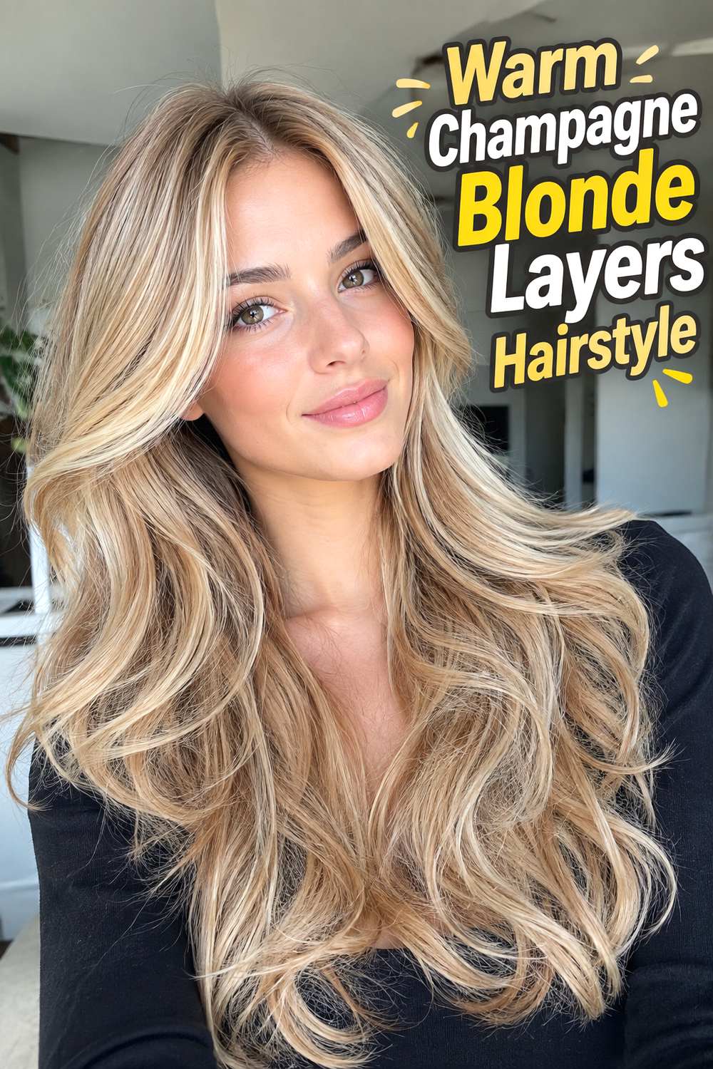 Warm Champagne Blonde Layers Hairstyle