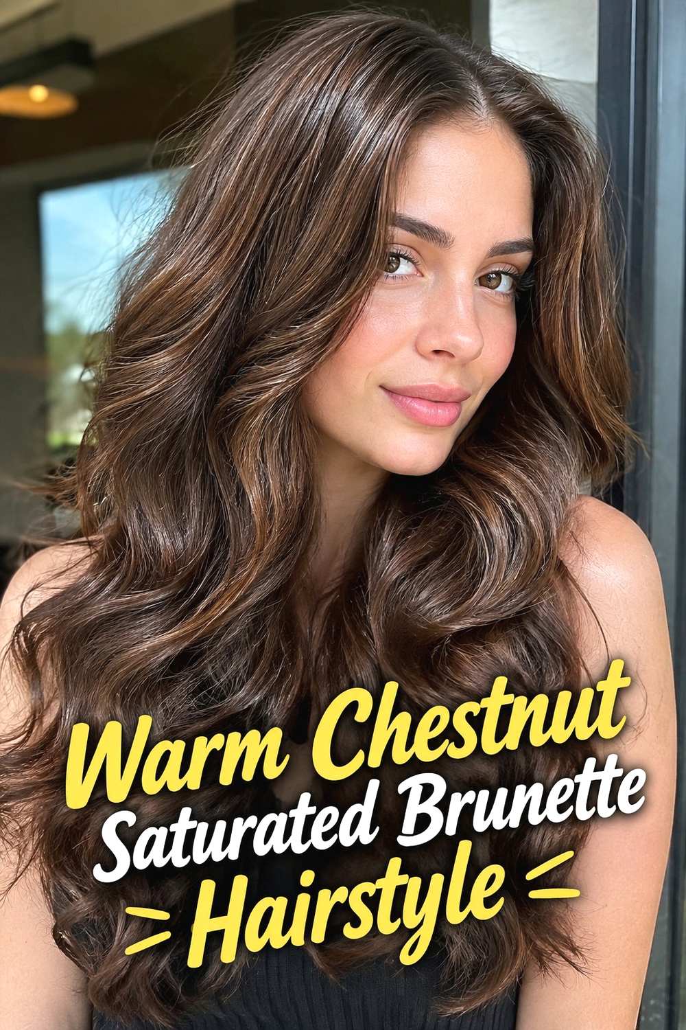 Warm Chestnut Saturated Brunette Hairstyle