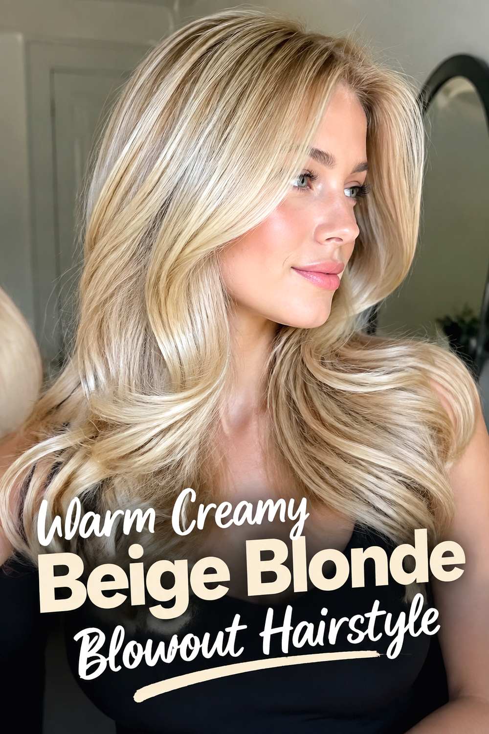 Warm Creamy Beige Blonde Blowout Hairstyle