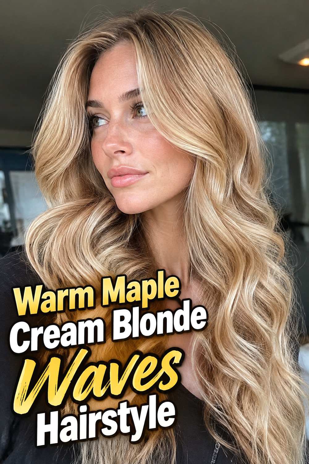 3. Warm Maple Cream Blonde Waves Hairstyle