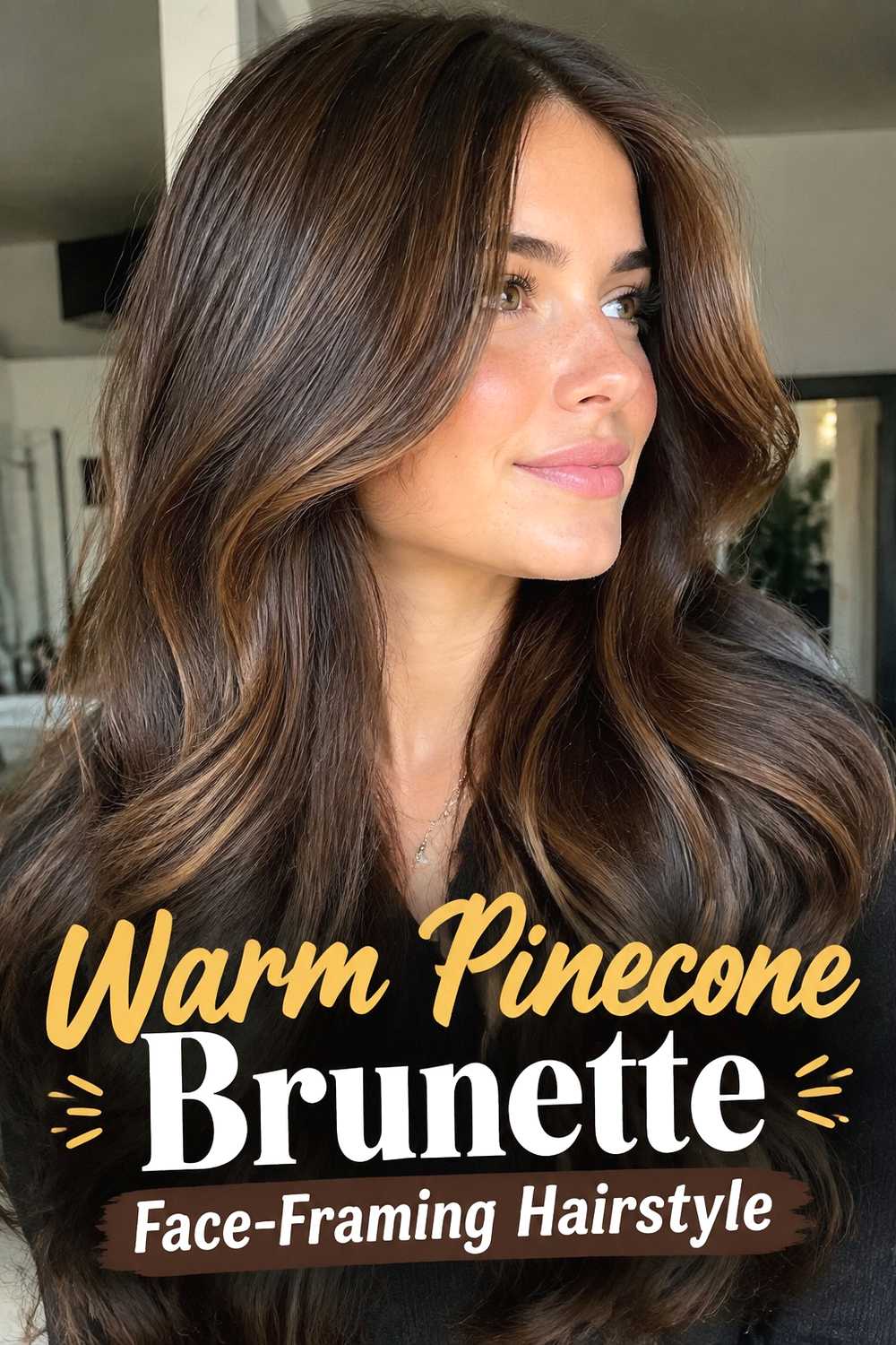5. Warm Pinecone Brunette Face Framing Hairstyle