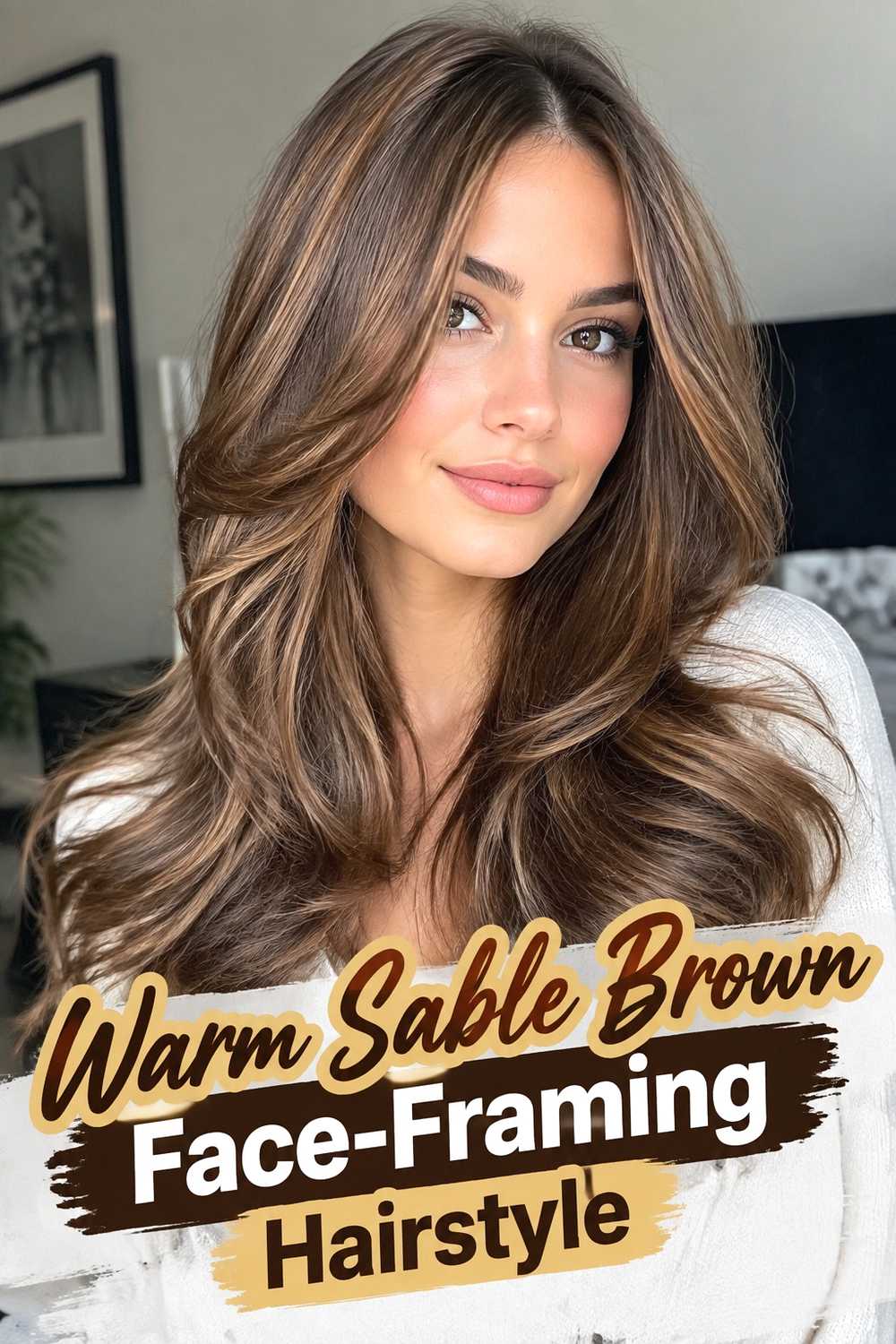 4. Warm Sable Brown Face Framing Hairstyle