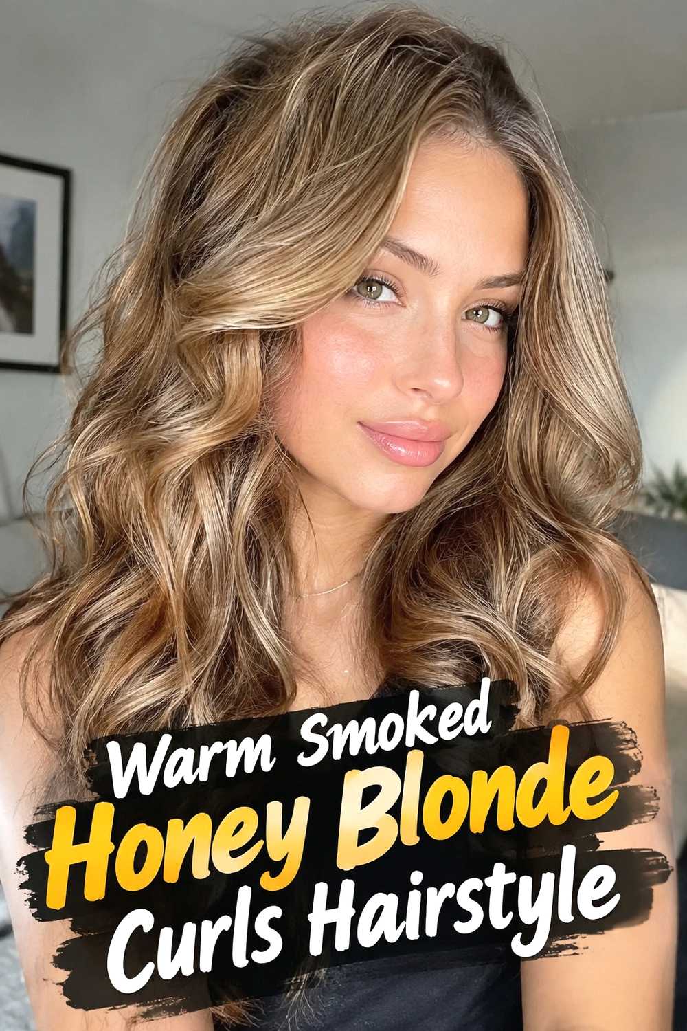 8. Warm Smoked Honey Blonde Curls Hairstyle
