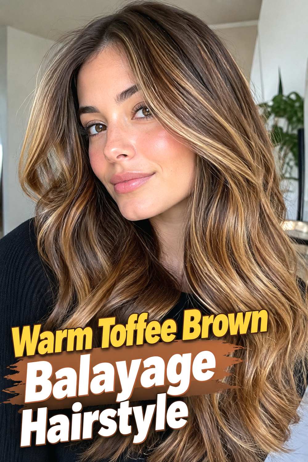 Warm Toffee Brown Balayage Hairstyle