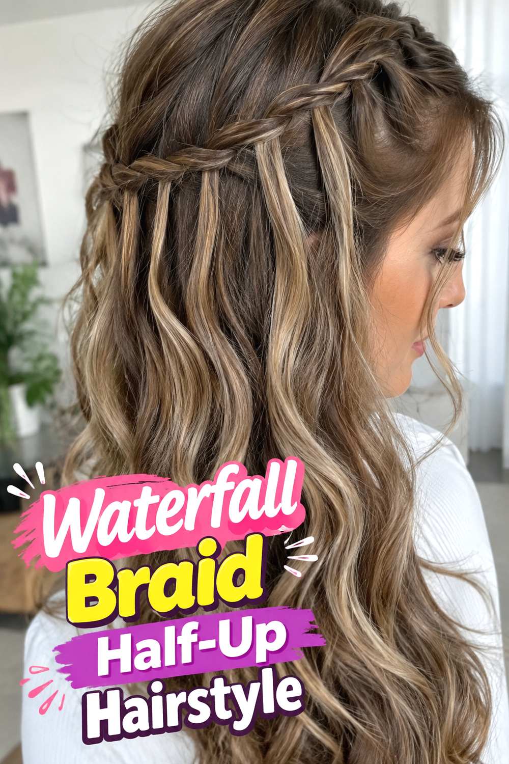 Waterfall Braid Half-Up Hairstyle