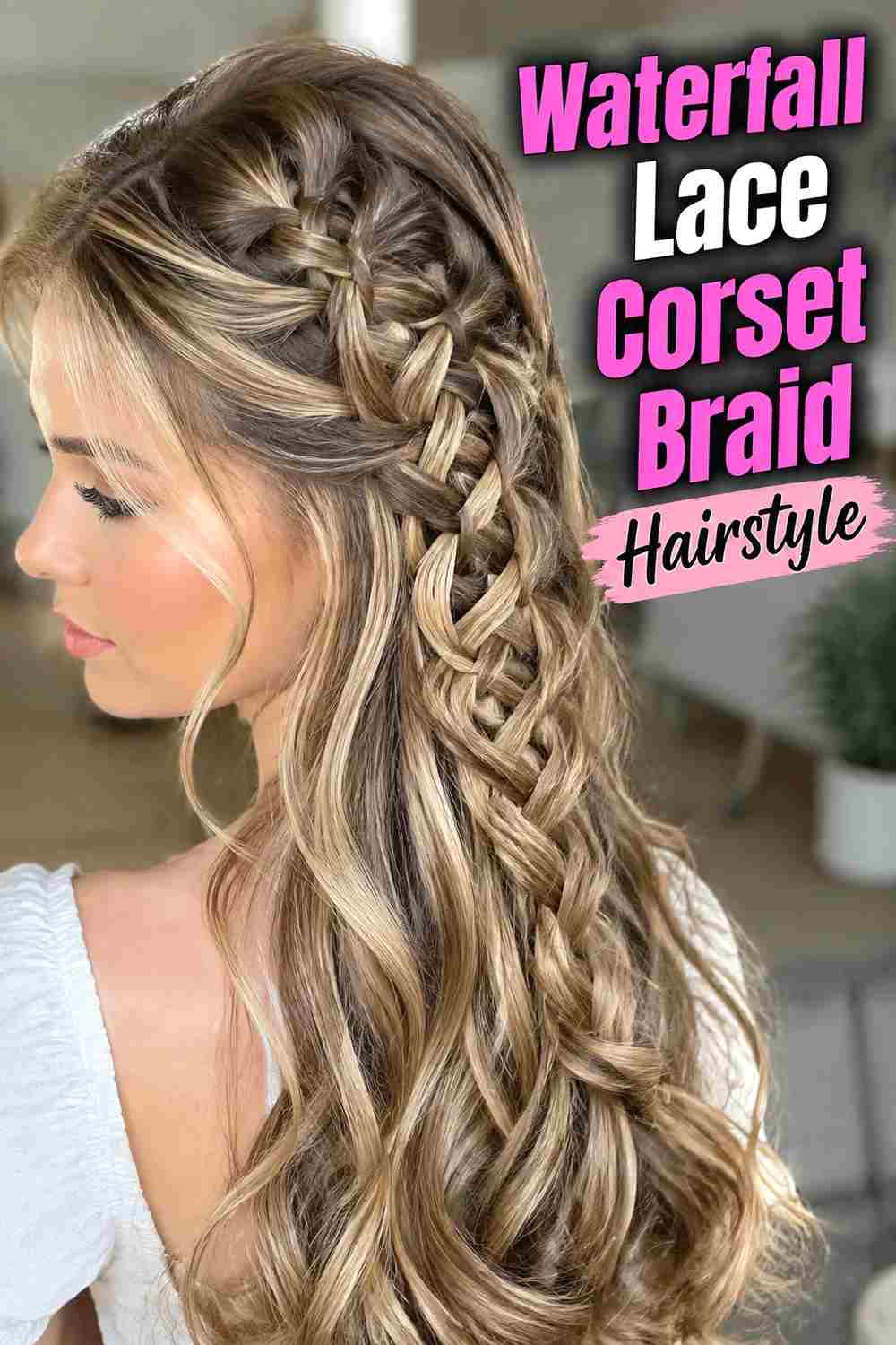 9. Waterfall Lace Corset Braid Hairstyle