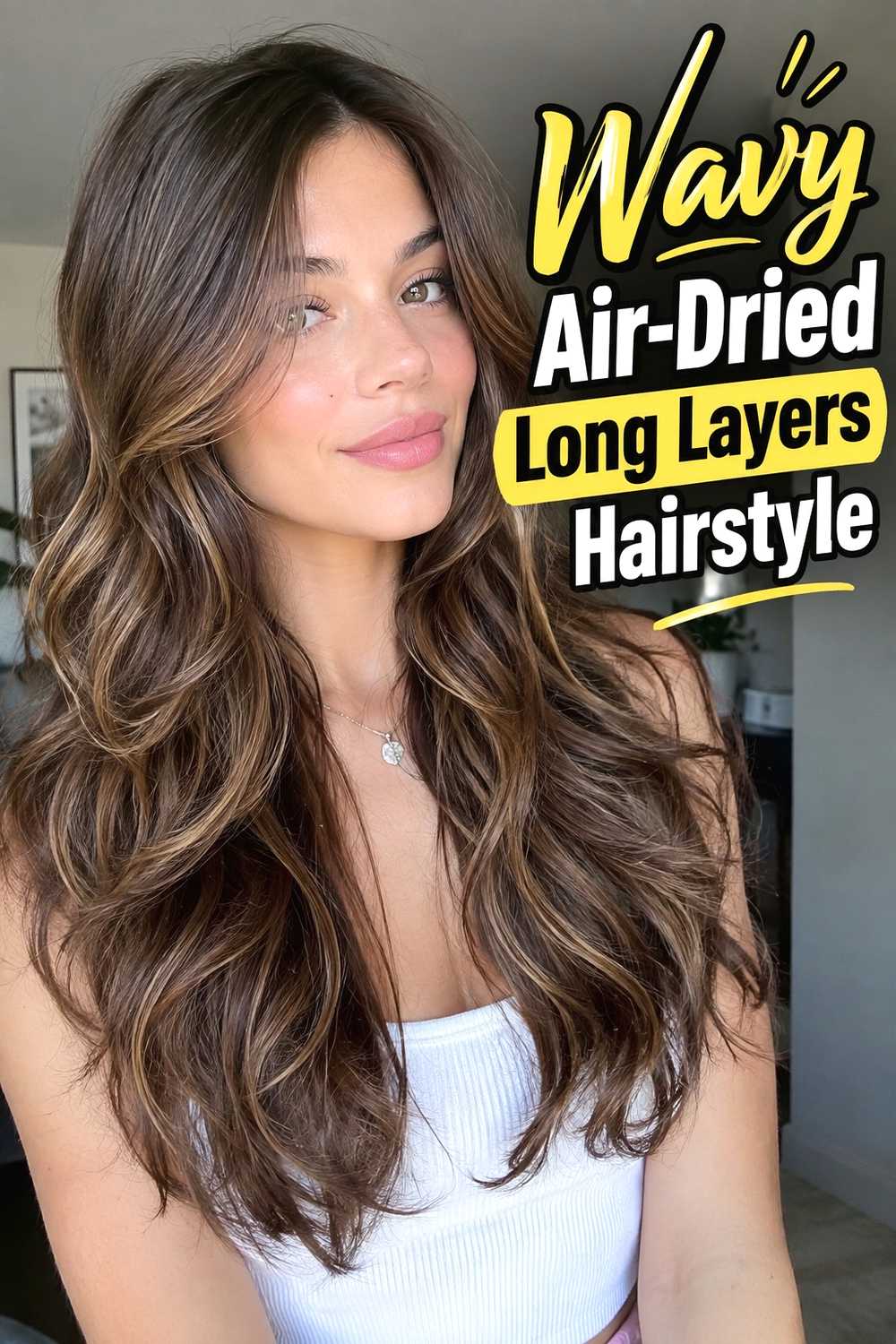 2. Wavy Air Dried Long Layers Hairstyle