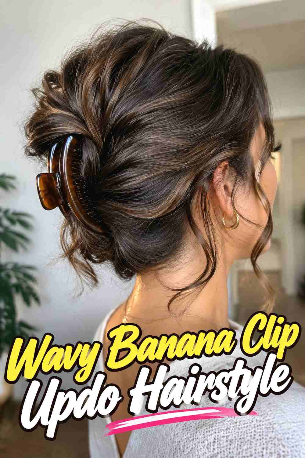 10. Wavy Banana Clip Updo Hairstyle