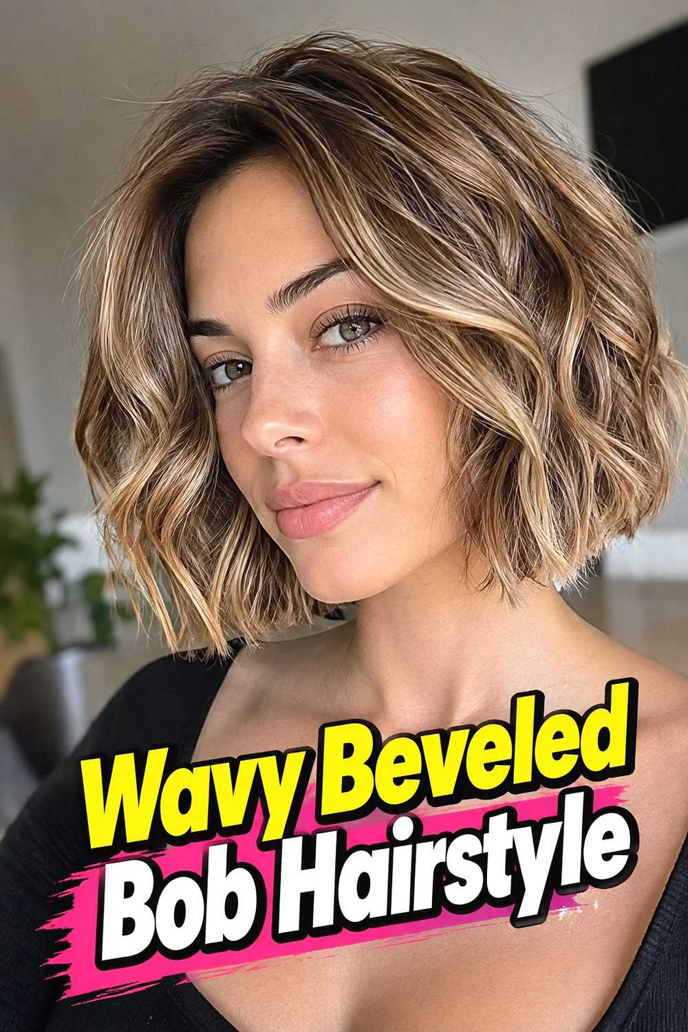 6. Wavy Beveled Bob Hairstyle