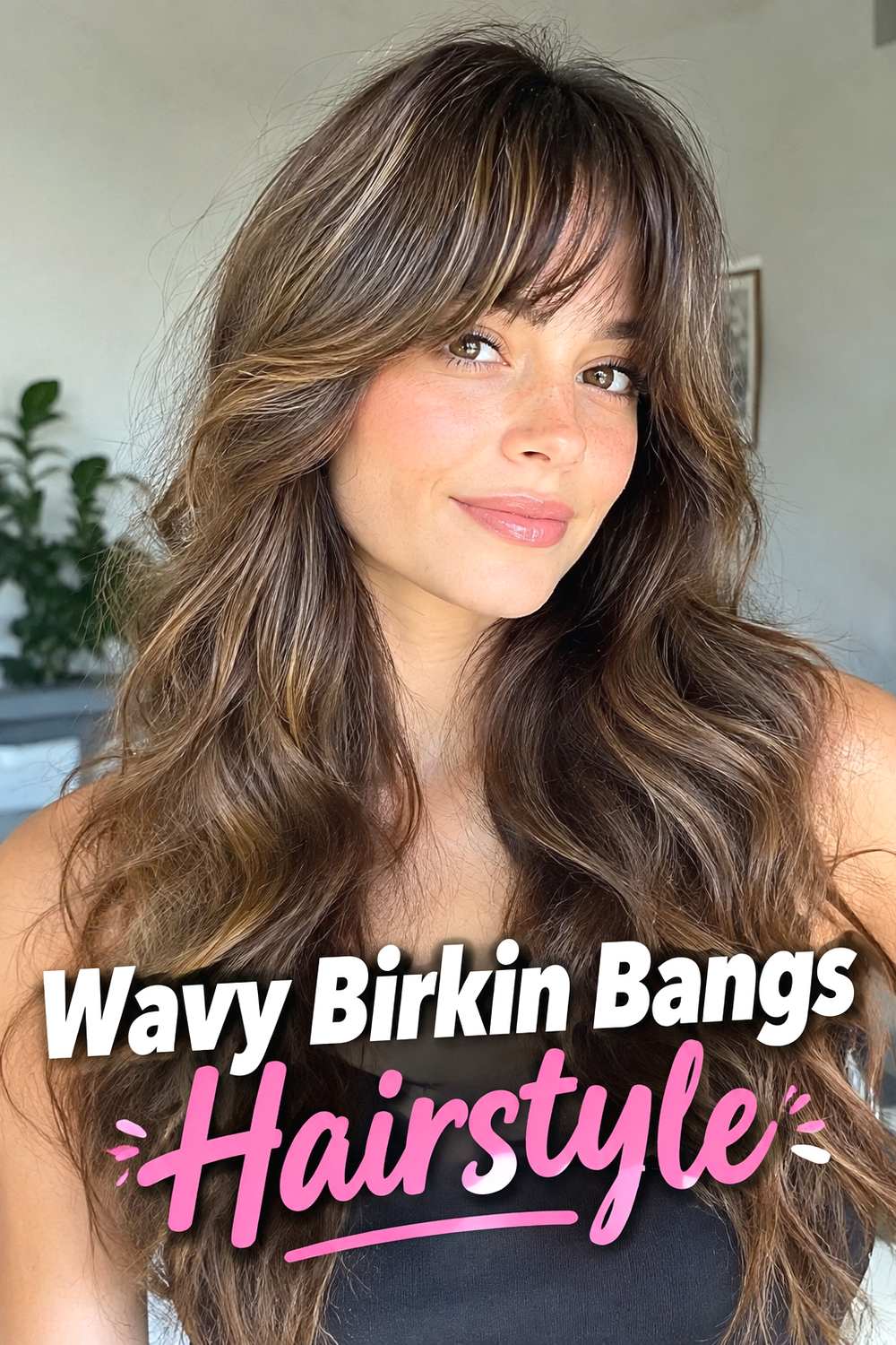 3. Wavy Birkin Bangs Hairstyle