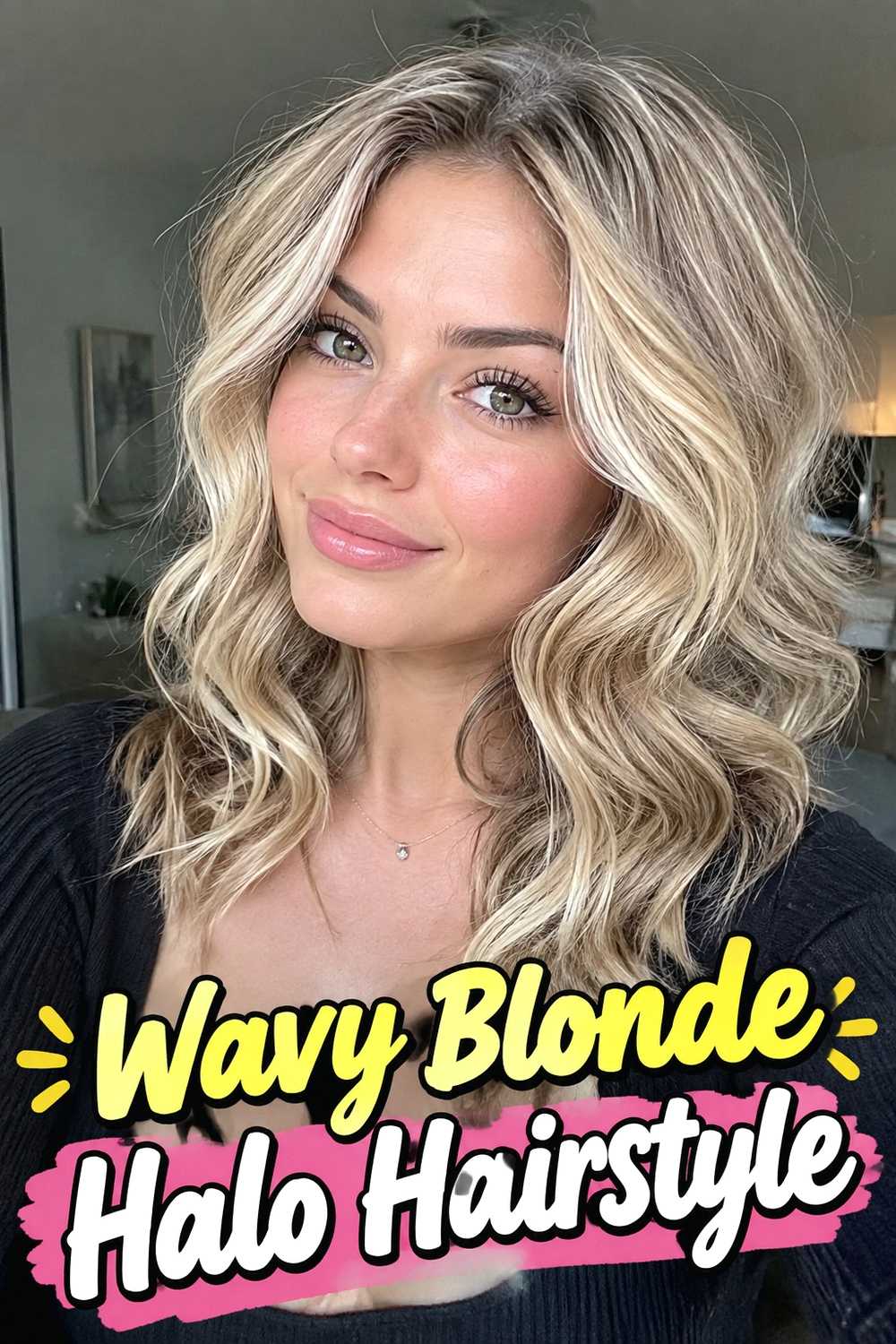 17. Wavy Blonde Halo Hairstyle