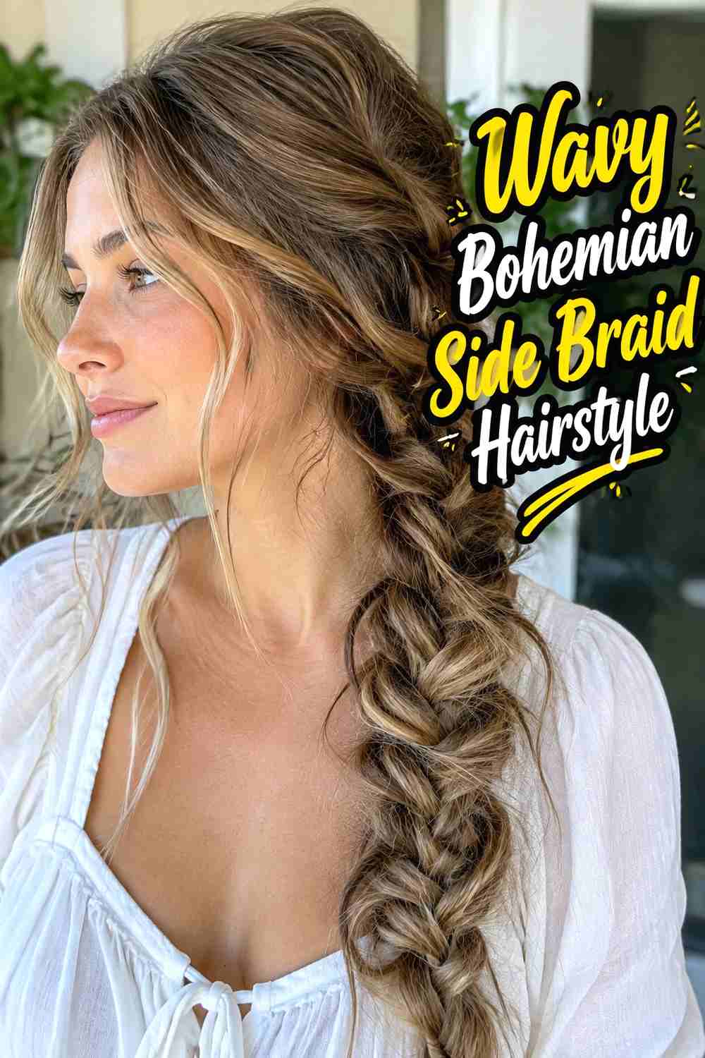 8. Wavy Bohemian Side Braid Hairstyle