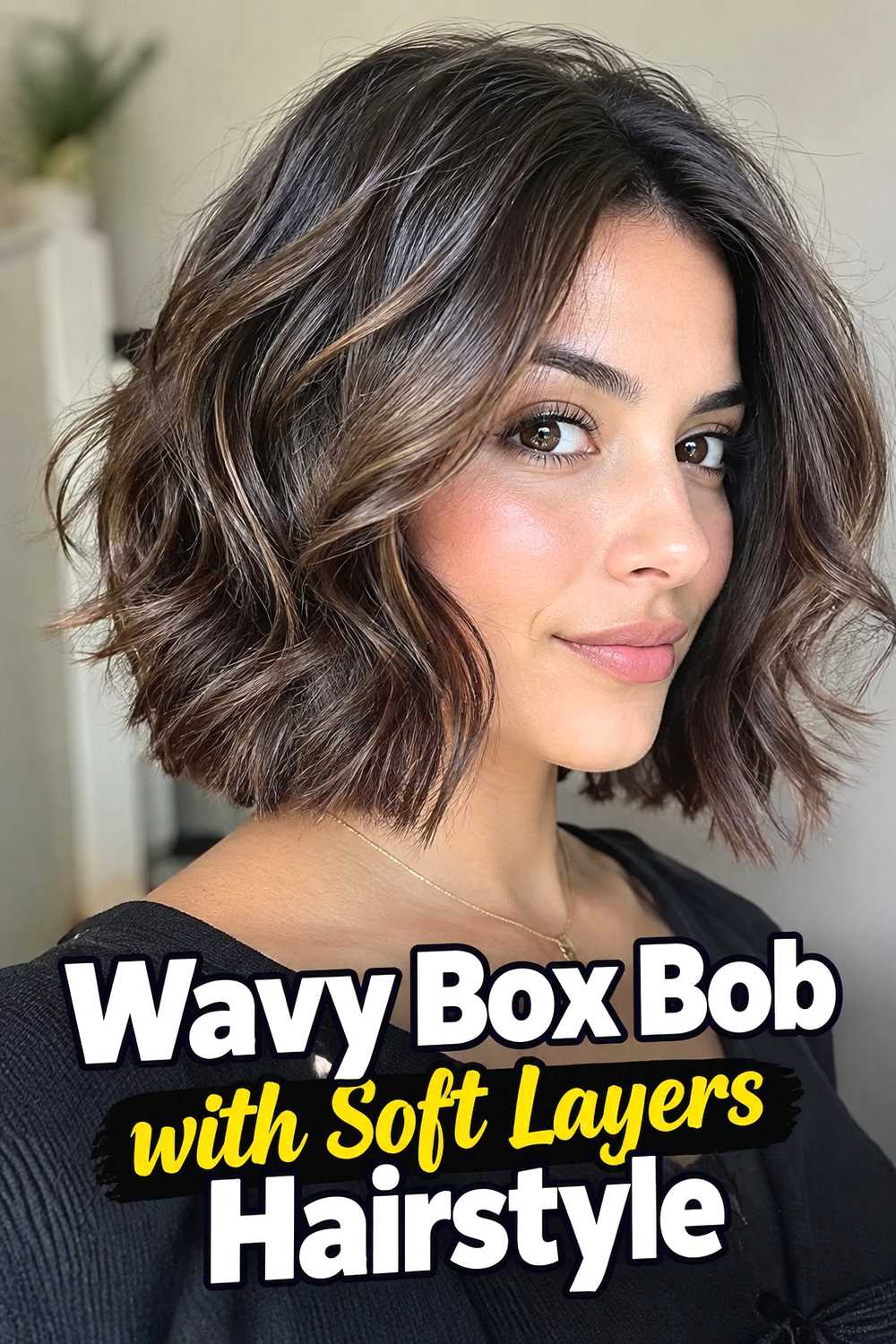 8. Wavy Box Bob With Soft Layers Hairstyle