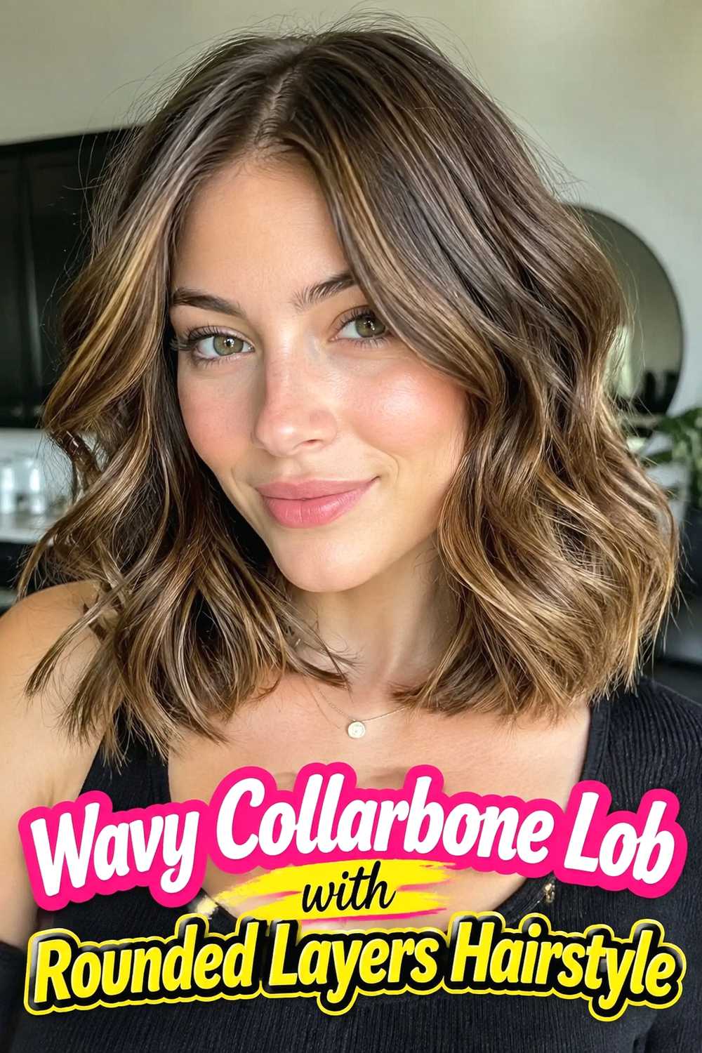3. Wavy Collarbone Lob With Rounded Layers Hairstyle