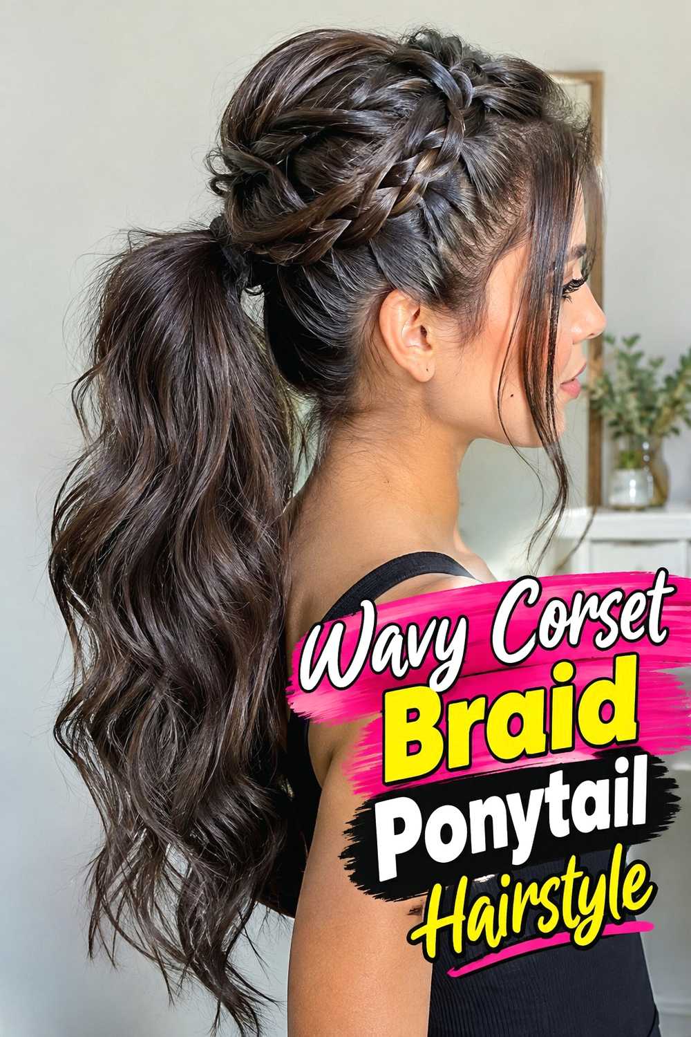 8. Wavy Corset Braid Ponytail Hairstyle