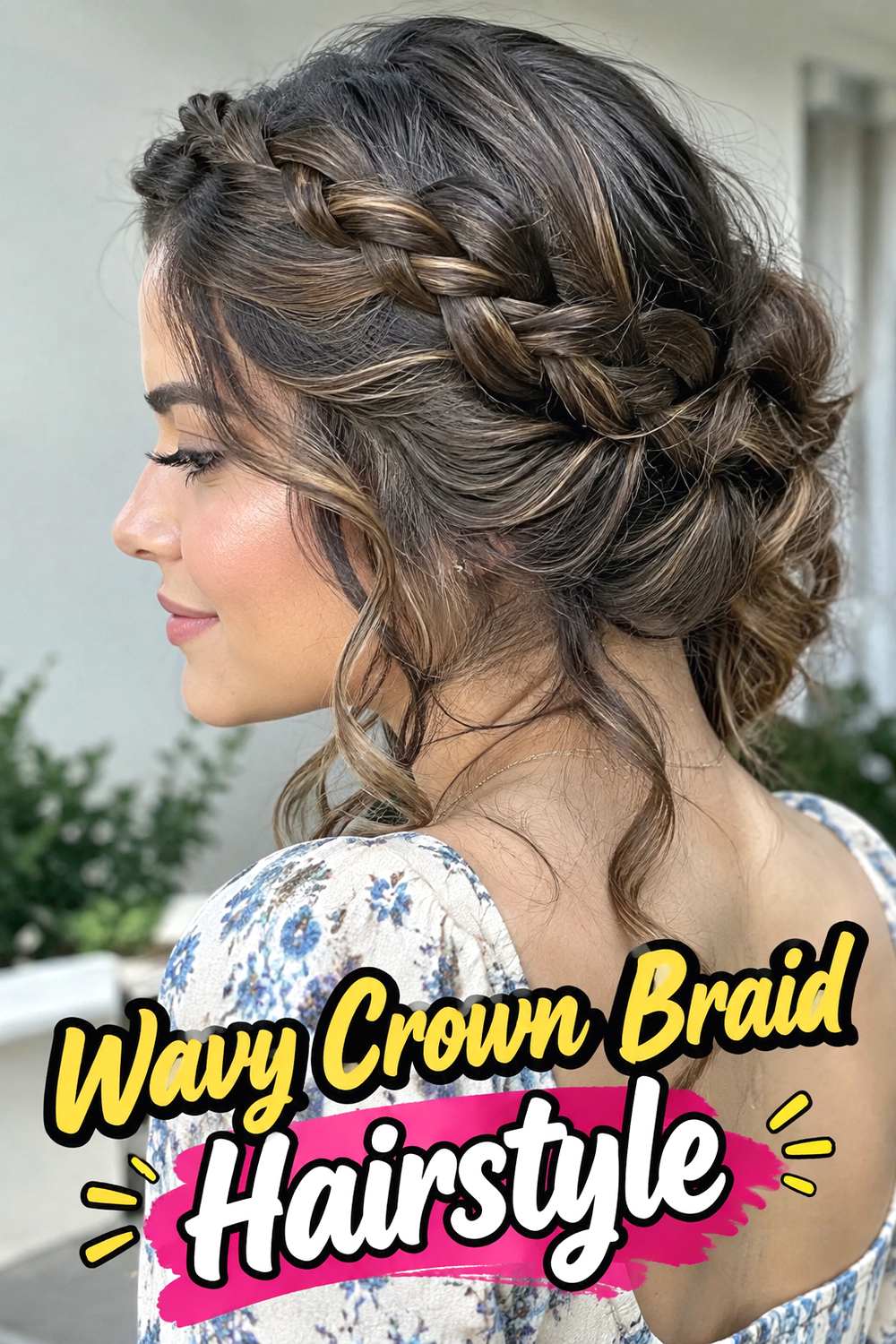 Wavy Crown Braid Hairstyle