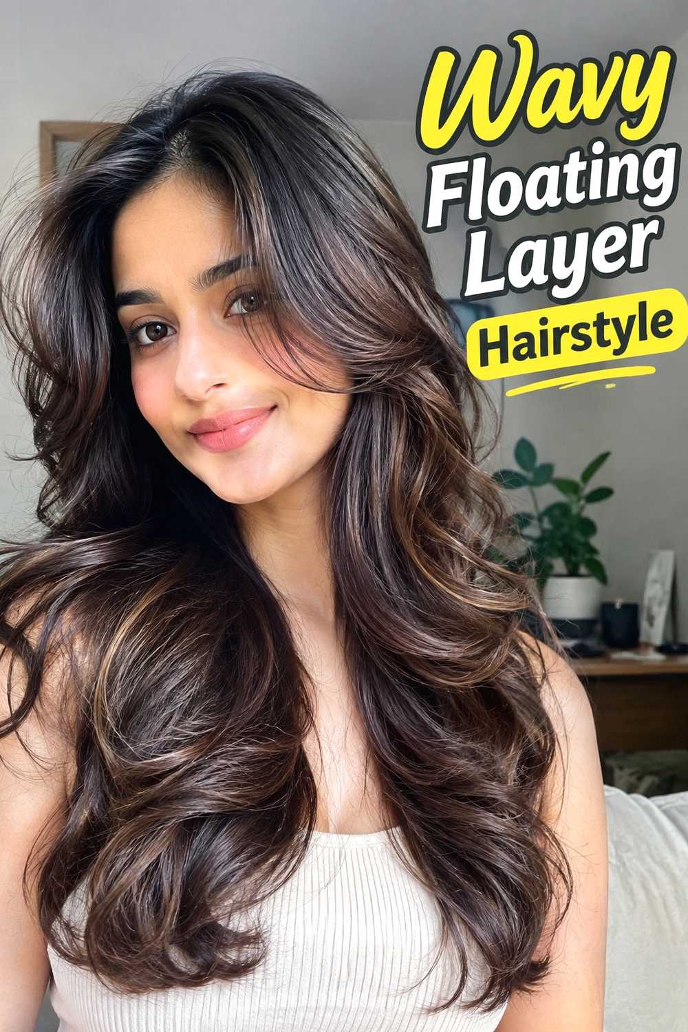 8. Wavy Floating Layer Hairstyle