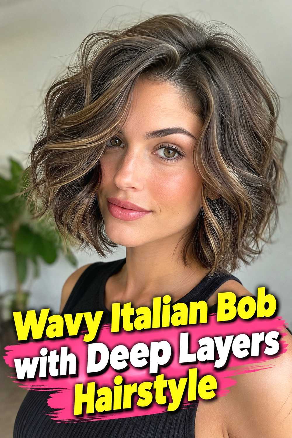 3. Wavy Italian Bob With Deep Layers Hairstyle