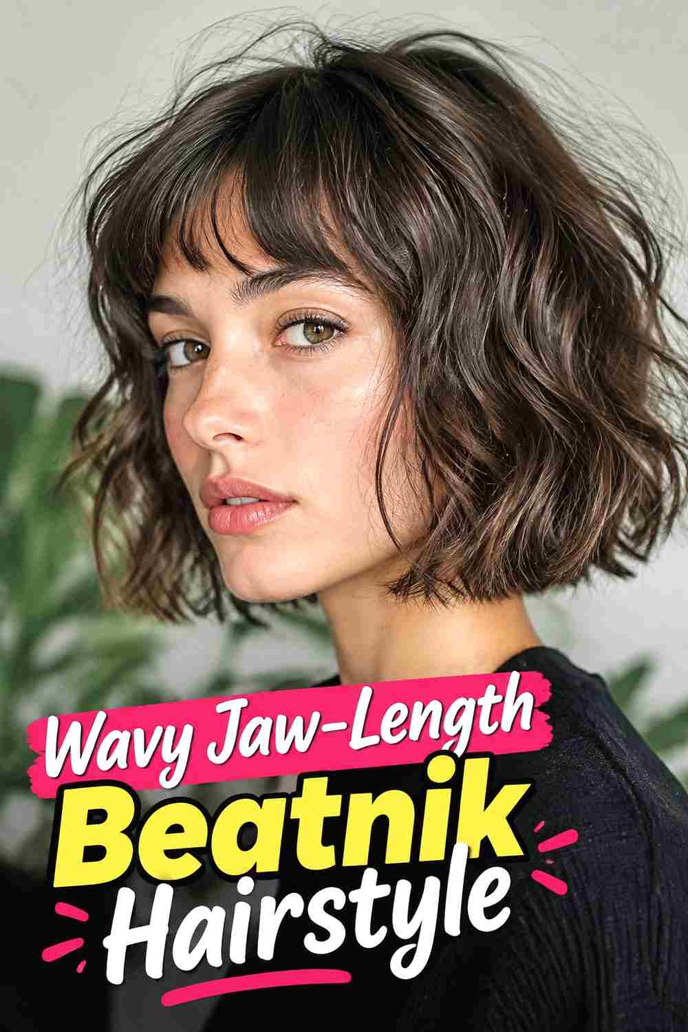 12. Wavy Jaw Length Beatnik Hairstyle
