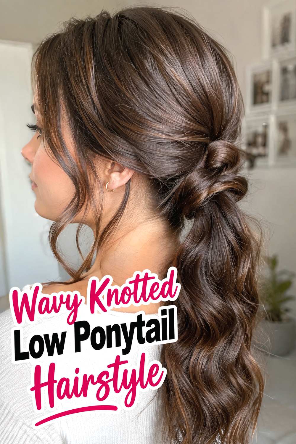 Wavy Knotted Low Ponytail Hairstyle