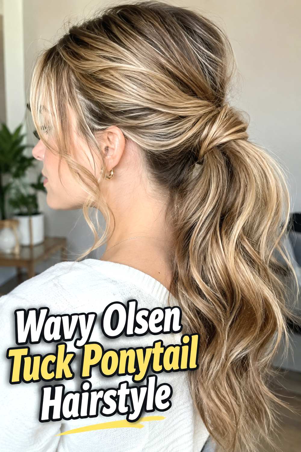Wavy Olsen Tuck Ponytail Hairstyle