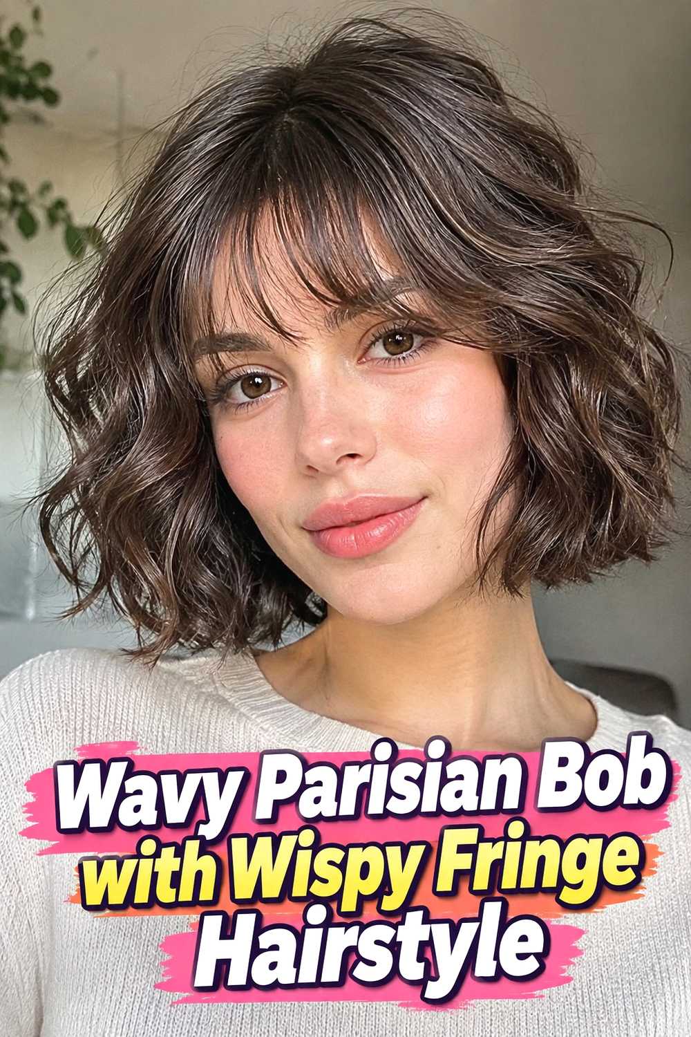 4. Wavy Parisian Bob With Wispy Fringe Hairstyle